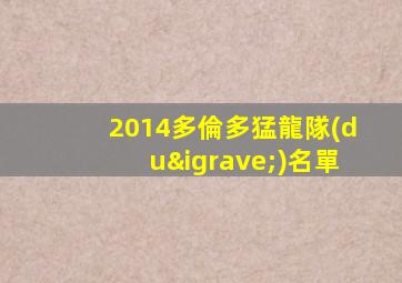 2014多倫多猛龍隊(duì)名單