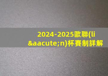 2024-2025歐聯(lián)杯賽制詳解