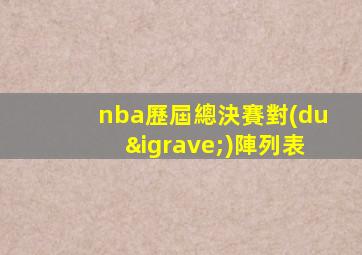 nba歷屆總決賽對(duì)陣列表