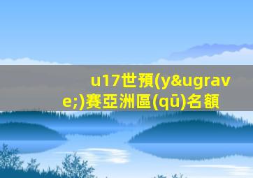u17世預(yù)賽亞洲區(qū)名額