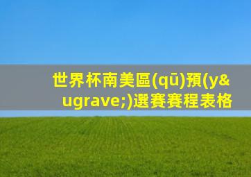 世界杯南美區(qū)預(yù)選賽賽程表格