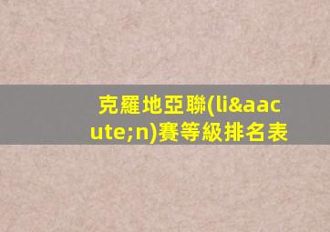 克羅地亞聯(lián)賽等級排名表