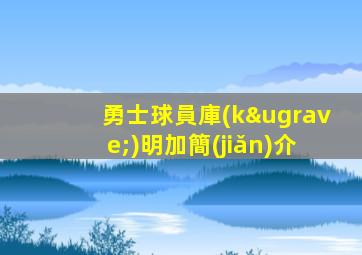 勇士球員庫(kù)明加簡(jiǎn)介