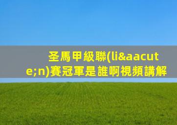 圣馬甲級聯(lián)賽冠軍是誰啊視頻講解