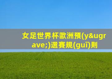 女足世界杯歐洲預(yù)選賽規(guī)則