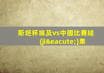 斯坦杯埃及vs中國比賽結(jié)果