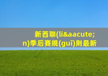 新西聯(lián)季后賽規(guī)則最新
