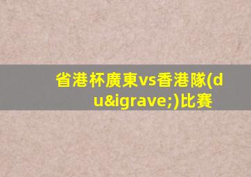 省港杯廣東vs香港隊(duì)比賽