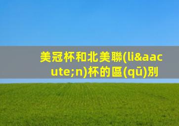 美冠杯和北美聯(lián)杯的區(qū)別