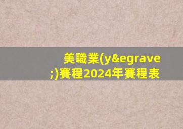 美職業(yè)賽程2024年賽程表